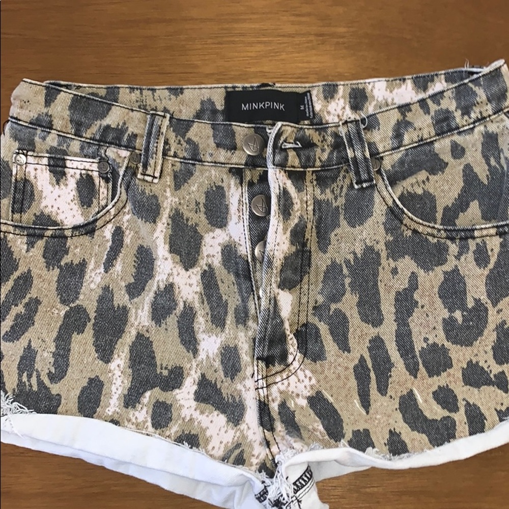 Minkpink Animal Print Denim Shorts (size M)
